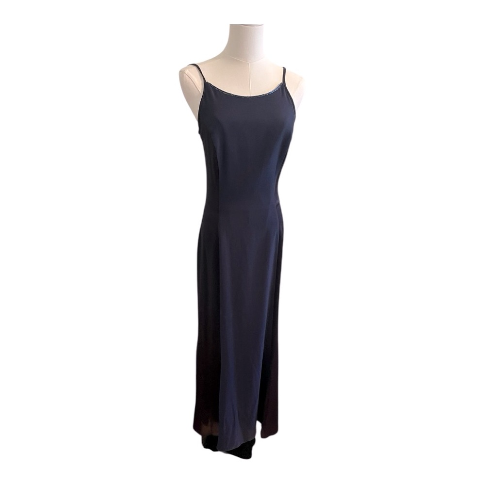 Vintage Jessica McClintock for Gunne‎ Sax Slip Dress
Size 5/6 Navy Blue on Blue